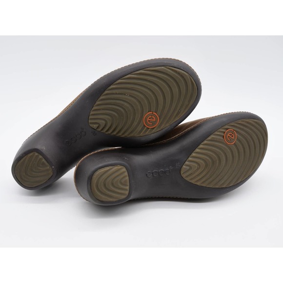 Ecco Mules Womens 8 Brown Leather Moc Toe Buckle Accent Slip On Casual Shoes - Picture 11 of 11